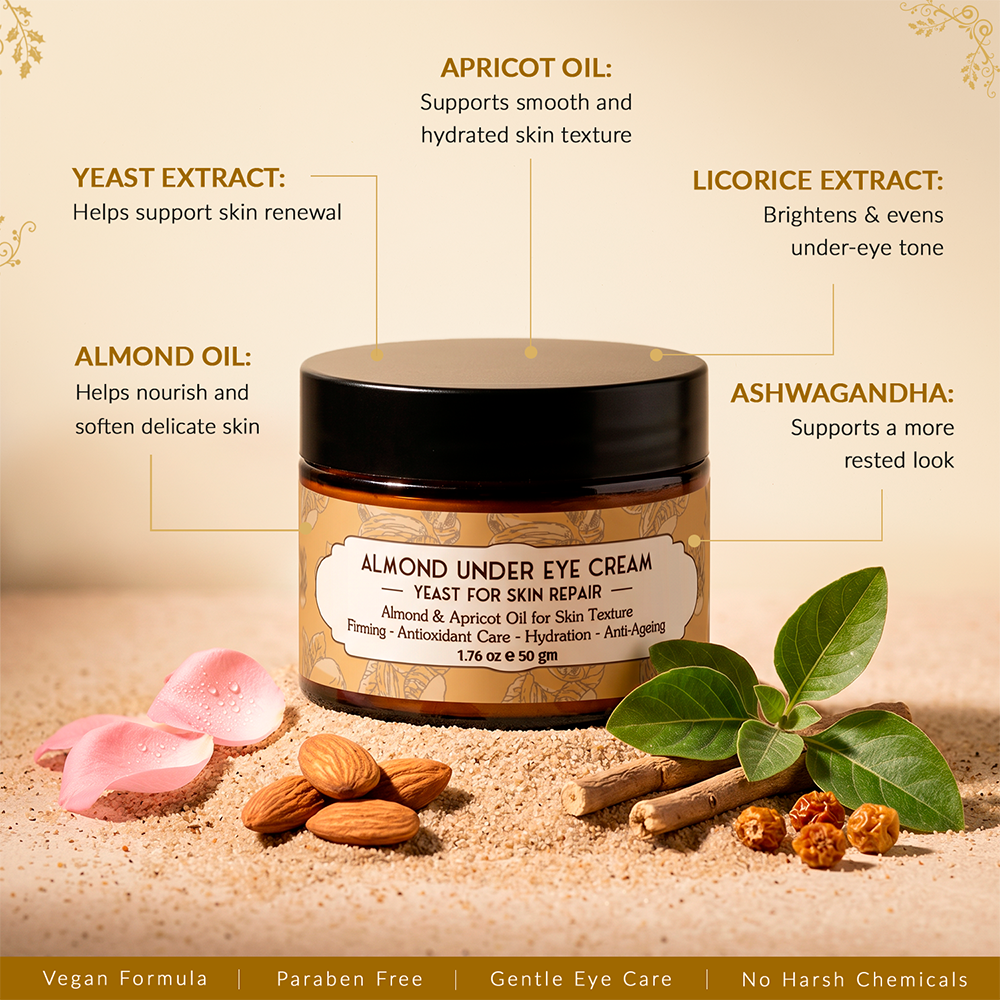 Almond Under Eye Cream for Dark Circles & Puffiness with Vitamin E