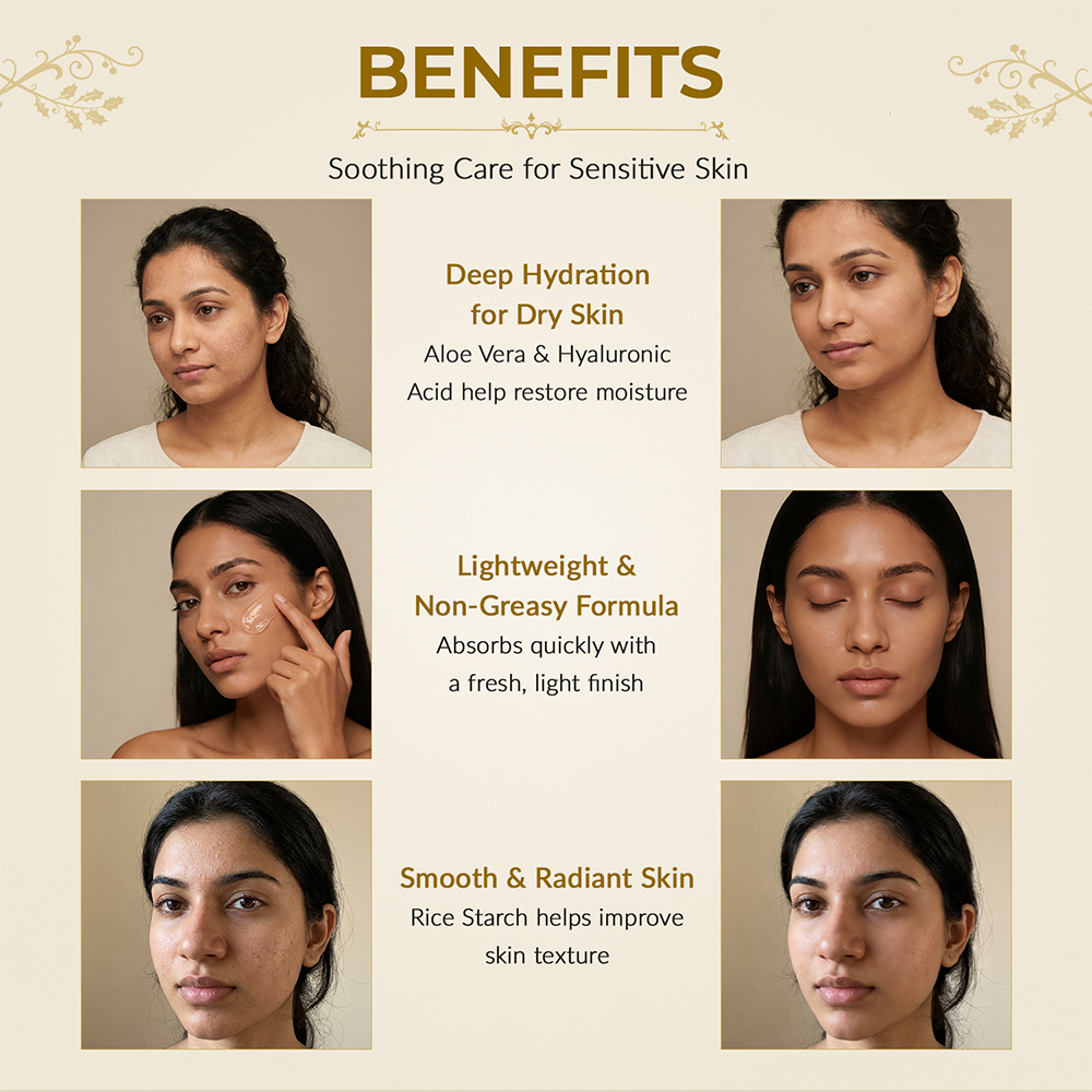 Aloe Vera &amp; Rose Moisturising Gel for Face with Hyaluronic Acid