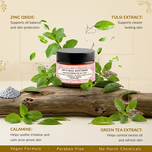 Mint & Basil Moisturiser – Lightweight Hydration for Oily, Acne-Prone Skin
