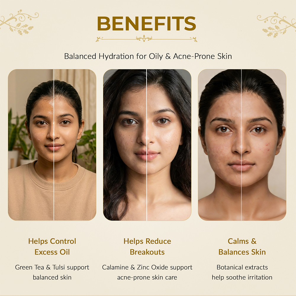 Mint &amp; Basil Face Moisturiser for Oily &amp; Acne Prone Skin with Green Tea