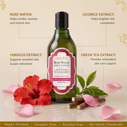 Rose Water Face Toner for Dry Skin, Refreshes, Soothes &amp; Brightens