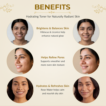 Rose Water Face Toner for Dry Skin, Refreshes, Soothes &amp; Brightens