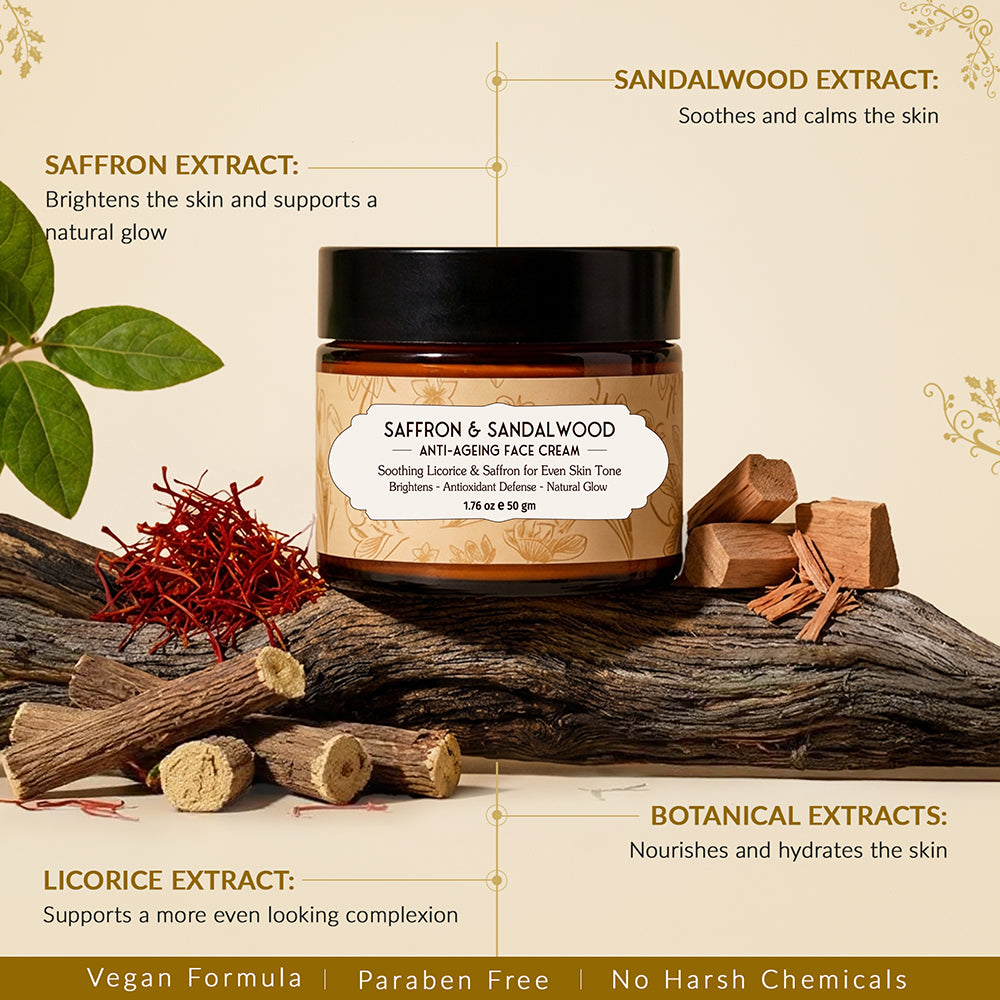 Saffron &amp; Sandalwood Anti Aging Day Cream for Glowing Skin