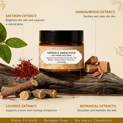 Saffron &amp; Sandalwood Anti Aging Day Cream for Glowing Skin